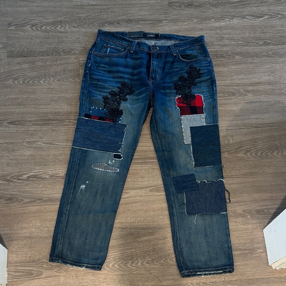 Ralph Lauren Blue Patchwork Straight Jeans
